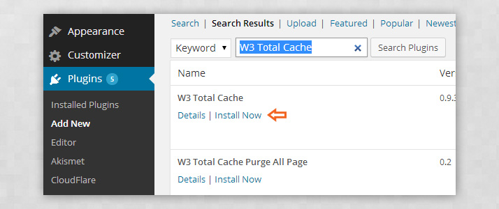 Installing W3 Total Cache
